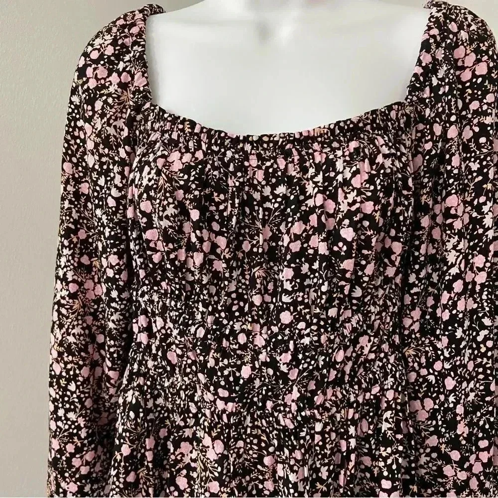 J.Crew Puff-sleeve drapey crepe top in fall garden floral size Small